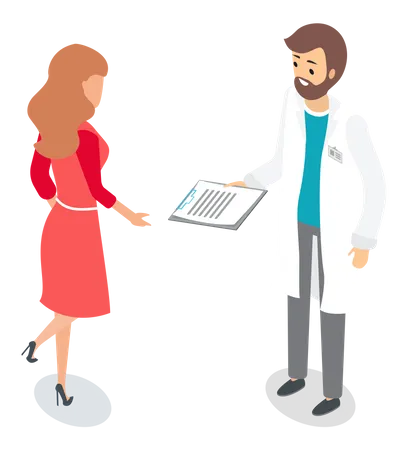 Doctor giving advice to patient Illustration