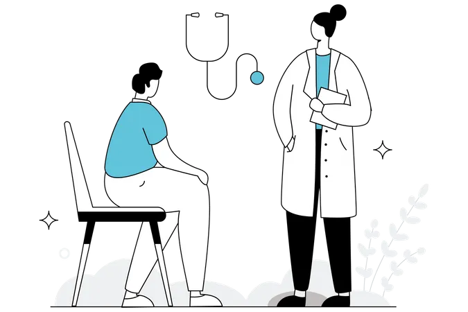 Doctor giving Advice to Patients  Illustration