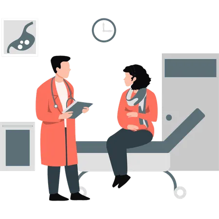 Doctor giving advice to pregnant lady  Illustration