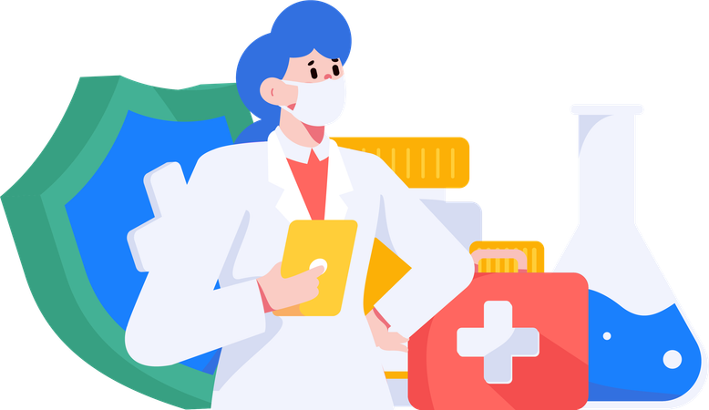 Doctor giving advise for medical insurance  Illustration