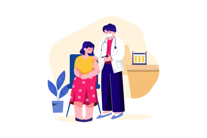 Doctor giving an injection to a patient  Illustration