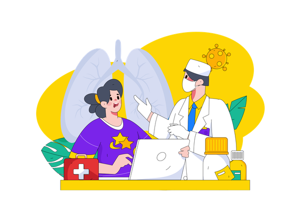 Doctor giving covid advice  Illustration