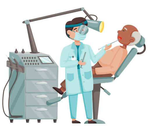 Doctor giving Dental medical treatment  Illustration
