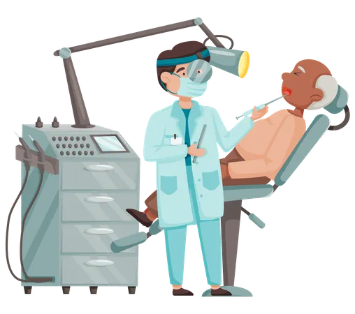 Doctor giving Dental medical treatment  Illustration