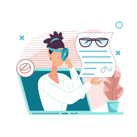 Doctor Giving Eye Report And Medicine online  Illustration