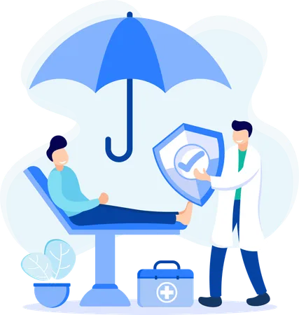 Doctor giving medical insurance to patient  Illustration