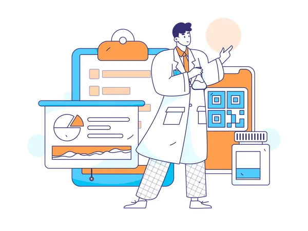 Doctor giving medical Presentation  Illustration