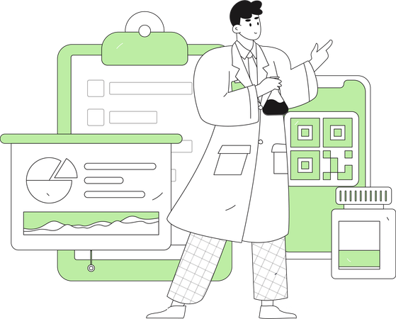Doctor giving medical Presentation  Illustration