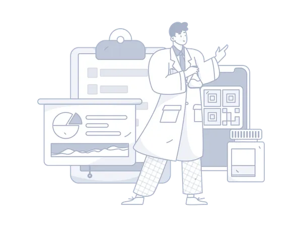 Doctor giving medical Presentation  Illustration