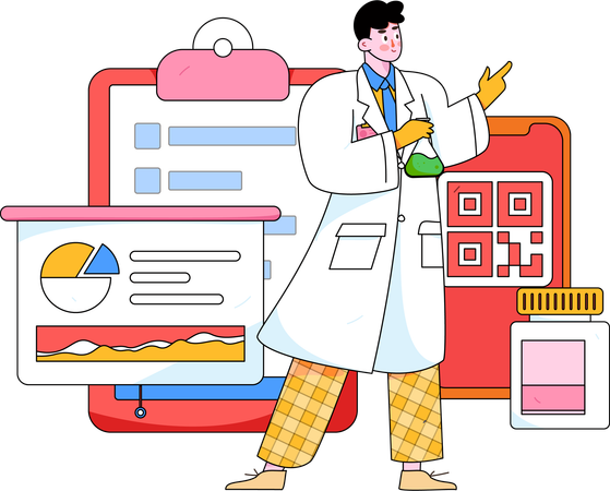 Doctor giving medical Presentation  Illustration