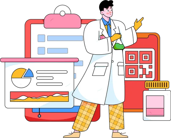 Doctor giving medical Presentation  Illustration