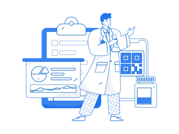 Doctor giving medical Presentation  Illustration