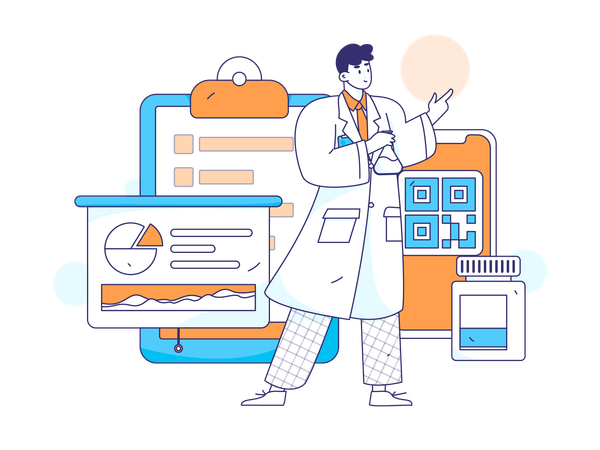 Doctor giving medical Presentation  Illustration