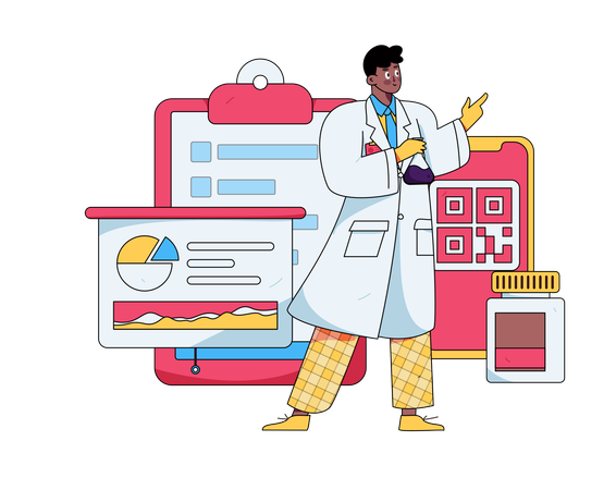 Doctor giving medical Presentation  Illustration