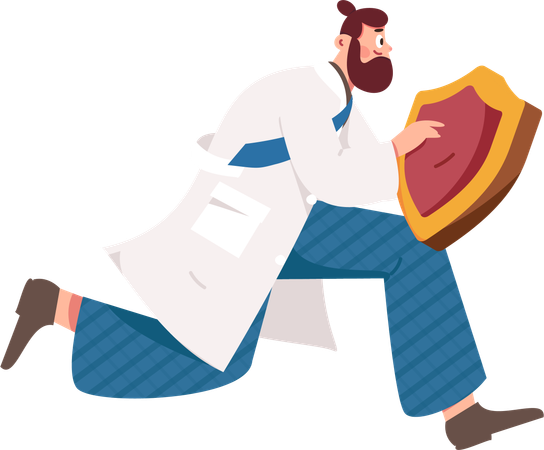 Doctor giving medical protection  Illustration