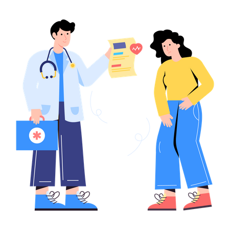 Doctor giving medical report to patient  Illustration