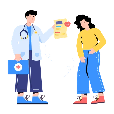 Doctor giving medical report to patient  Illustration