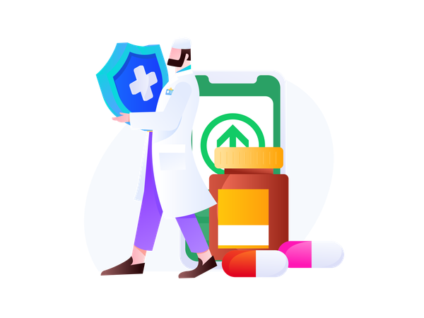 Doctor Giving Medicine  Illustration