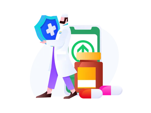 Doctor Giving Medicine  Illustration