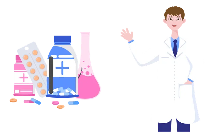 Doctor giving Medicine  Illustration