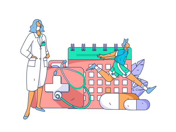 Doctor giving medicine online  Illustration