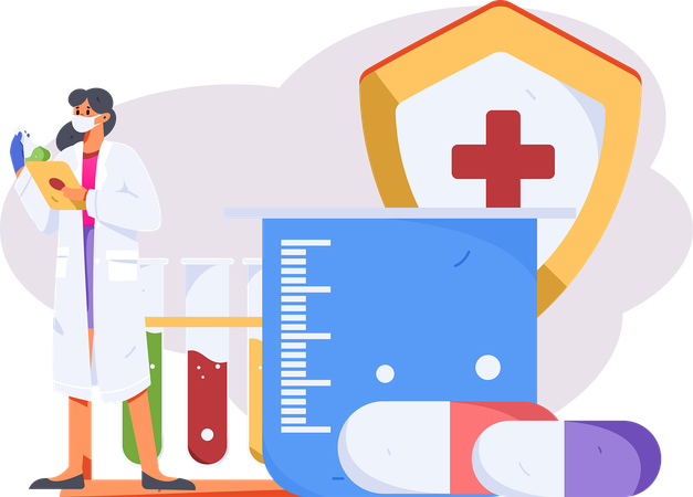 Doctor giving medicine online  Illustration