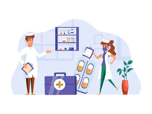 Doctor giving medicine prescription Illustration