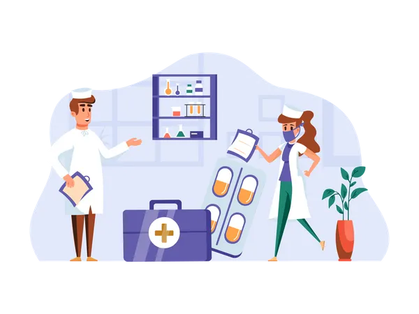 Doctor giving medicine prescription  Illustration