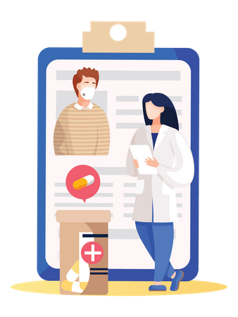 Doctor giving medicine Prescription  Illustration