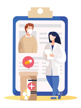 Doctor giving medicine Prescription  Illustration