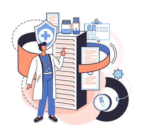 Doctor giving medicine prescription  Illustration