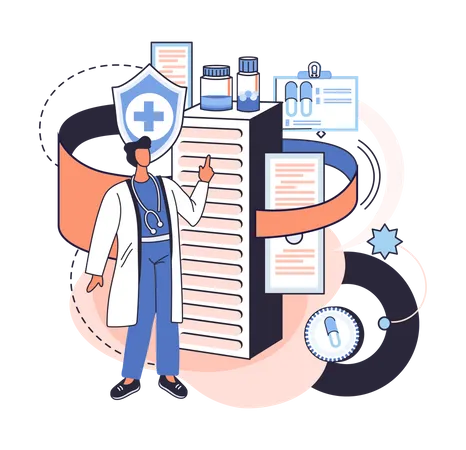 Doctor giving medicine prescription  Illustration