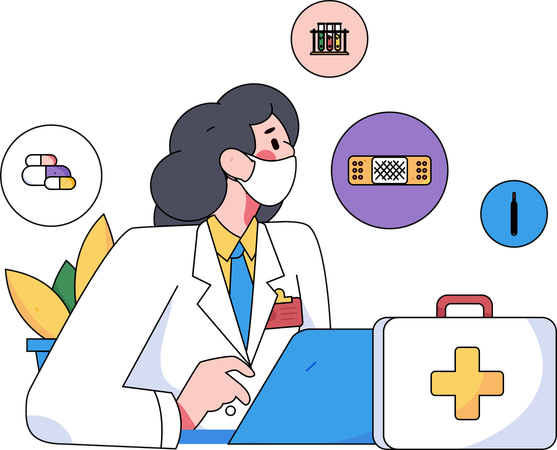 Doctor giving medicine prescription  Illustration