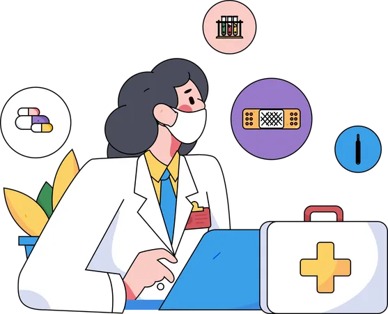 Doctor giving medicine prescription  Illustration