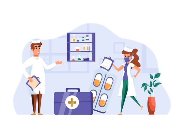 Doctor giving medicine prescription  일러스트레이션