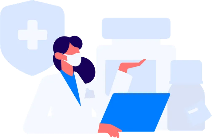医師が郵便で薬を渡す  イラスト