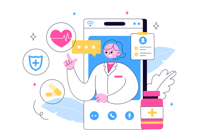 Doctor giving online consultation  Illustration