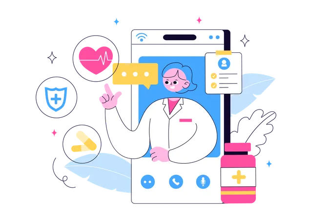 Doctor giving online consultation  Illustration