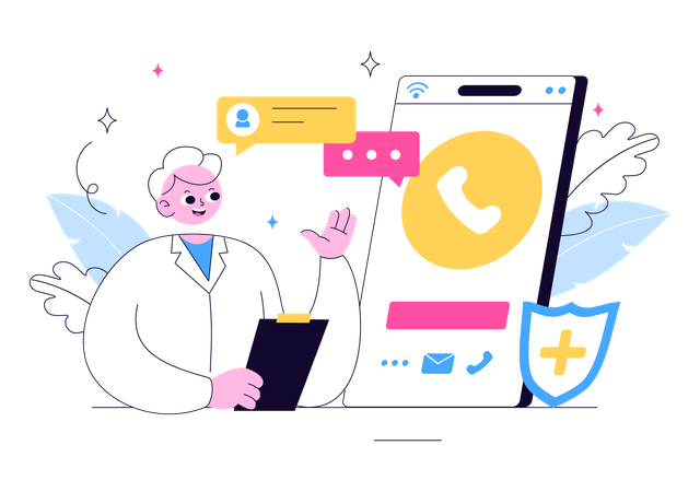 Doctor giving online consultation  Illustration