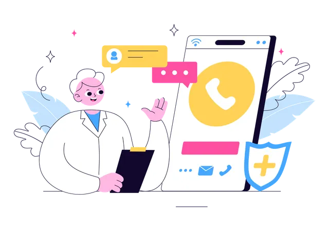 Doctor giving online consultation  Illustration