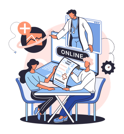 Doctor giving online consultation to patients Illustration