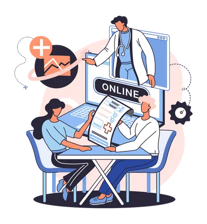Doctor giving online consultation to patients  Illustration