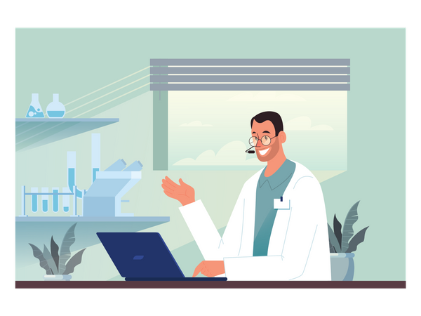 Doctor giving online healthcare support  Illustration