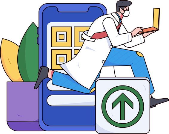 Doctor giving online healthcare tips  Illustration