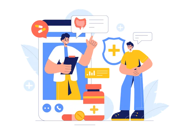 Doctor giving online medical advice  Illustration