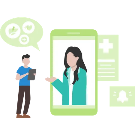 Doctor giving online medical consultancy Illustration