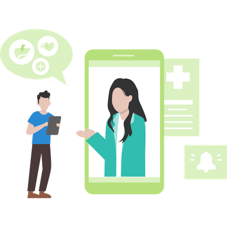 Doctor giving online medical consultancy  Illustration