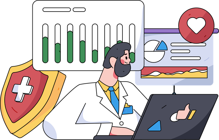 Doctor giving online medical service  Illustration