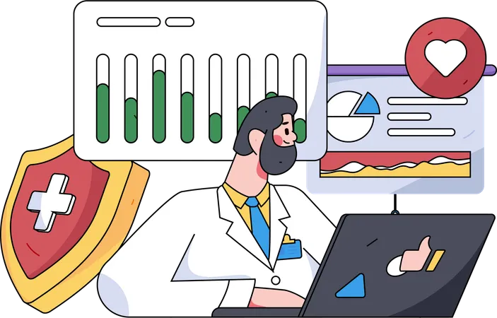 Doctor giving online medical service  Illustration