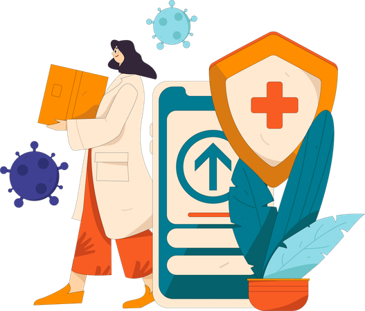 Doctor giving online medical service to people  Illustration